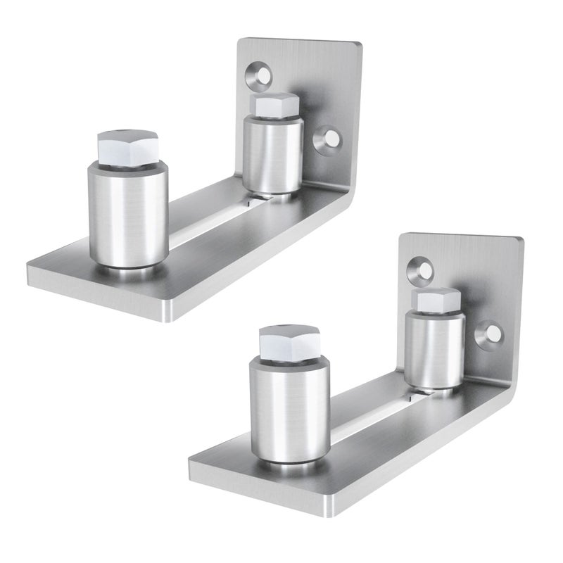 JUBEST Barn Door Floor Guide - Stainless Steel Adjustable Roller Wall Mounted Floor Guide for Door Thick Up to 2 1/8 inches, Flush Bottom Design, Smoothly and Quietly,Set of 2 - Image 1